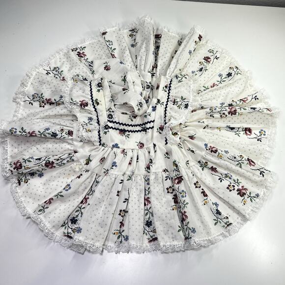 Vtg Mini World Inc. Pink Dress frilly lace floral Bow Ruffles sz 2t Full Circle - Picture 1 of 7